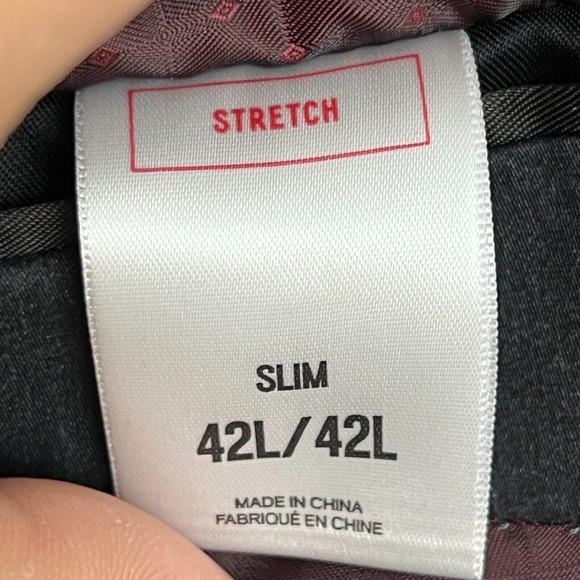 Express Blazer Mens 42R Gray Excellent Slim Fit Two Button Notched Suit Jacket - Picture 13 of 15
